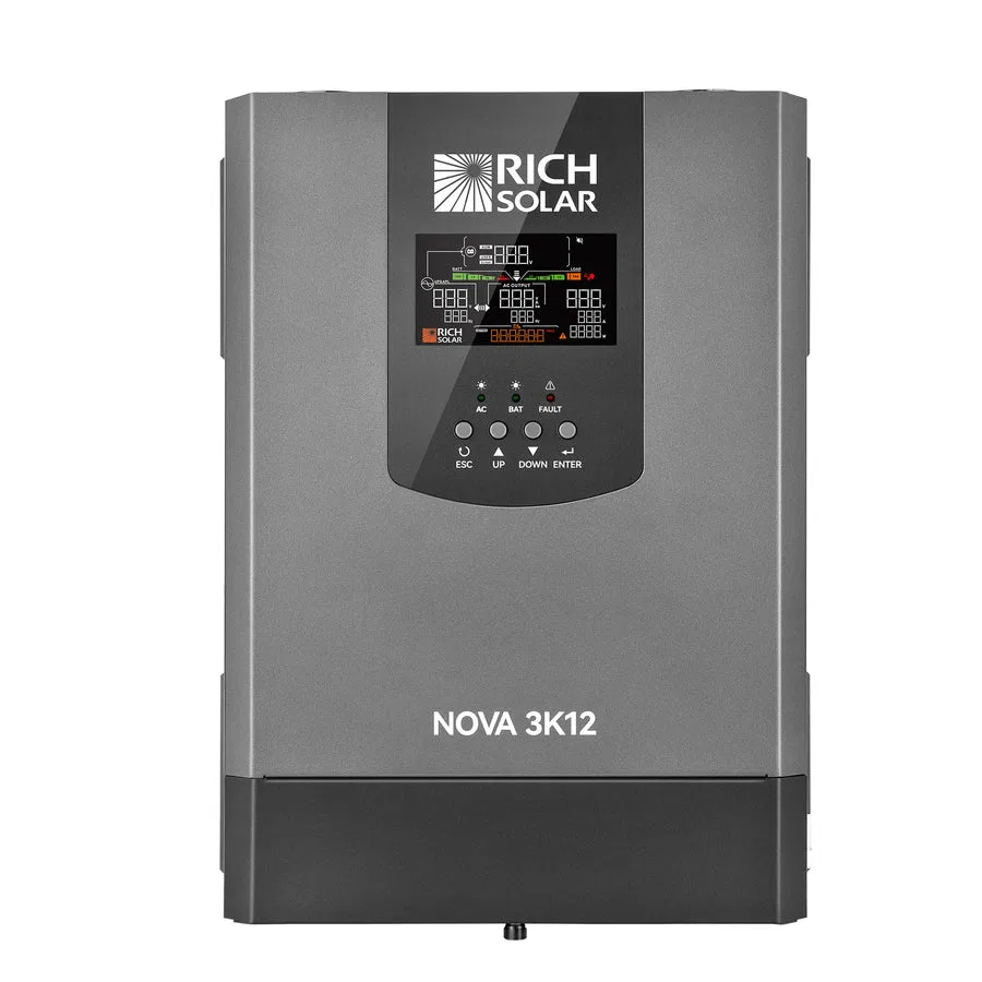 RS-V3P12TS – RICH SOLAR Power Inverter, Inverts 12 Volt DC To 120 Volt AC Pure Sine Wave Inverter 3000 Watt Continuou...